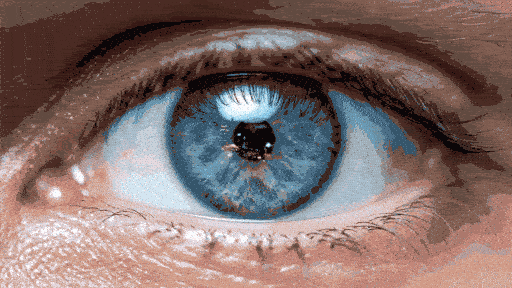 City reflected in the eye output